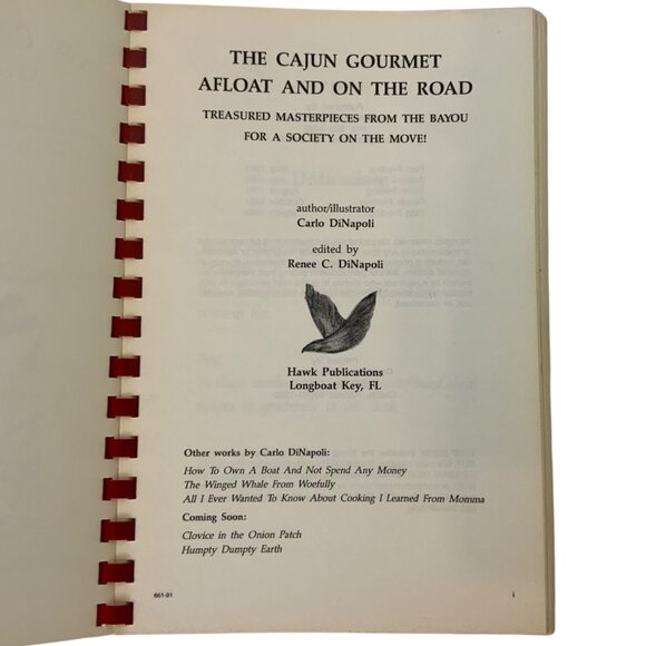 The Cajun Gourmet Afloat and On The Road Cookbook By Carlo DiNapoli 1991 Spiral - Picture 4 of 13